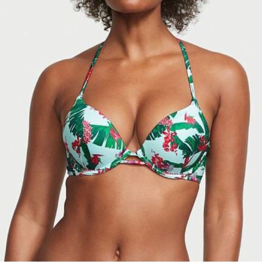 NWT - Tropical Print Bombshell Add-2-Cups Push-up Bikini Top 32C